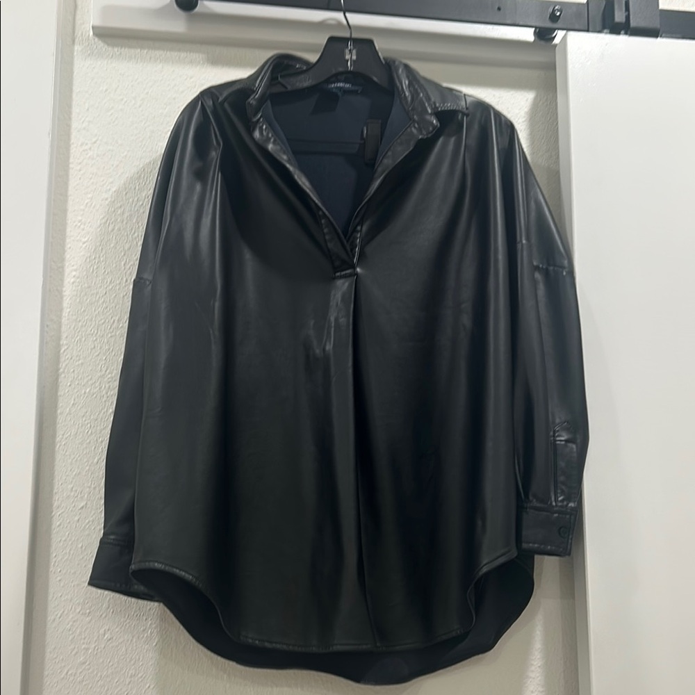 French Connection Faux Leather Shirt